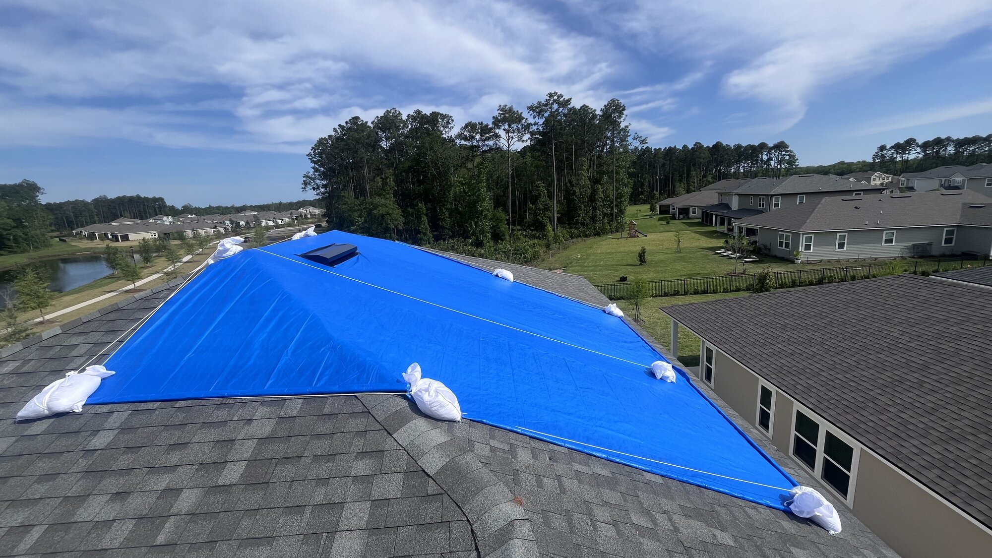 Hurricane roof tarping - professional installation for insurance claims