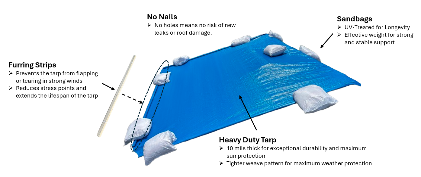 Tarpers Non-Destructive Tarping Method - Labeled Diagram