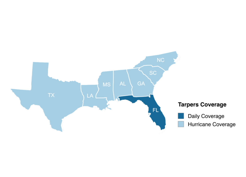 Tarpers Coverage Map - Daily and Hurricane Coverage Areas